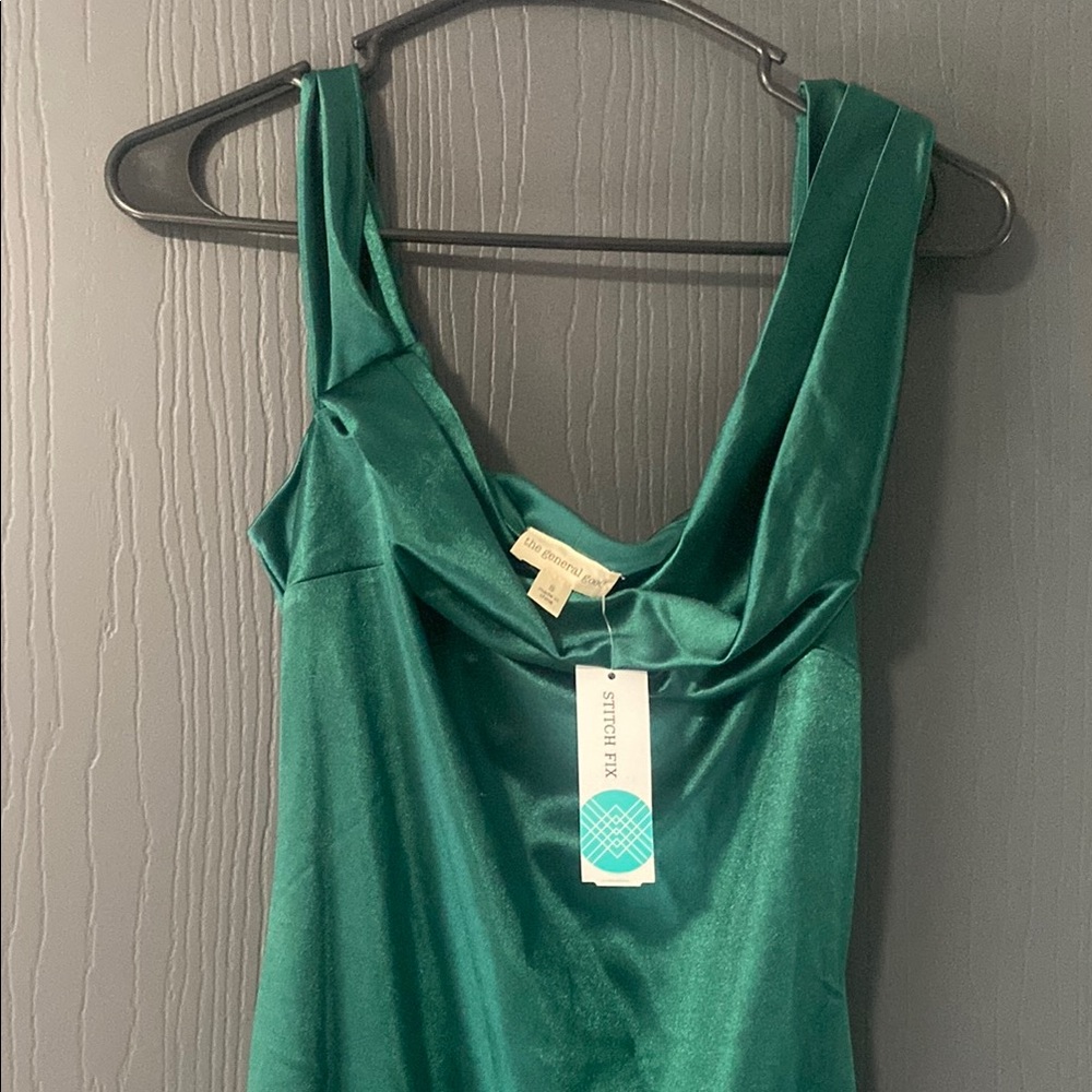 Aqua Emerald Satin Gown